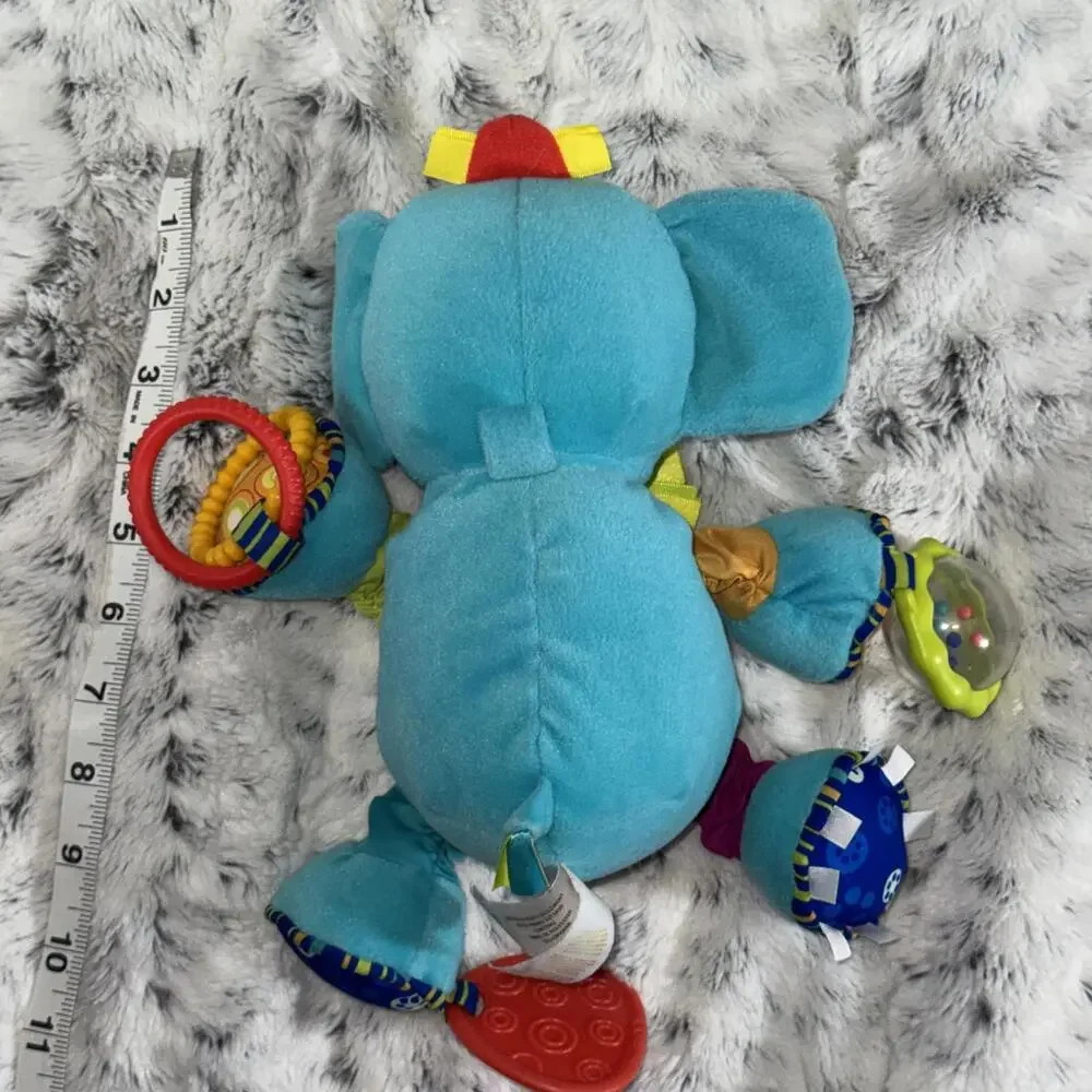 Bright Starts Hanging Elephant Car Seat Crib Baby‎ Toy Rattle Crinkle Tags Plush